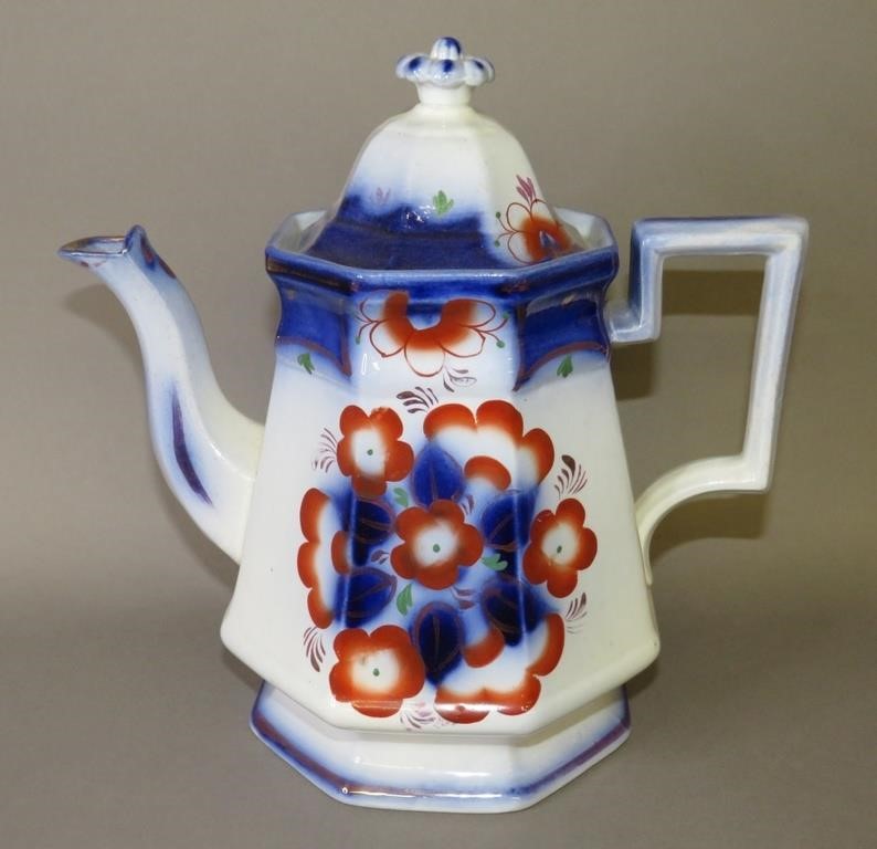 Appraisal: GAUDY WELSH IRONSTONE TEAPOT PINWHEEL WITH FLOWERca Gaudy Welsh ironstone