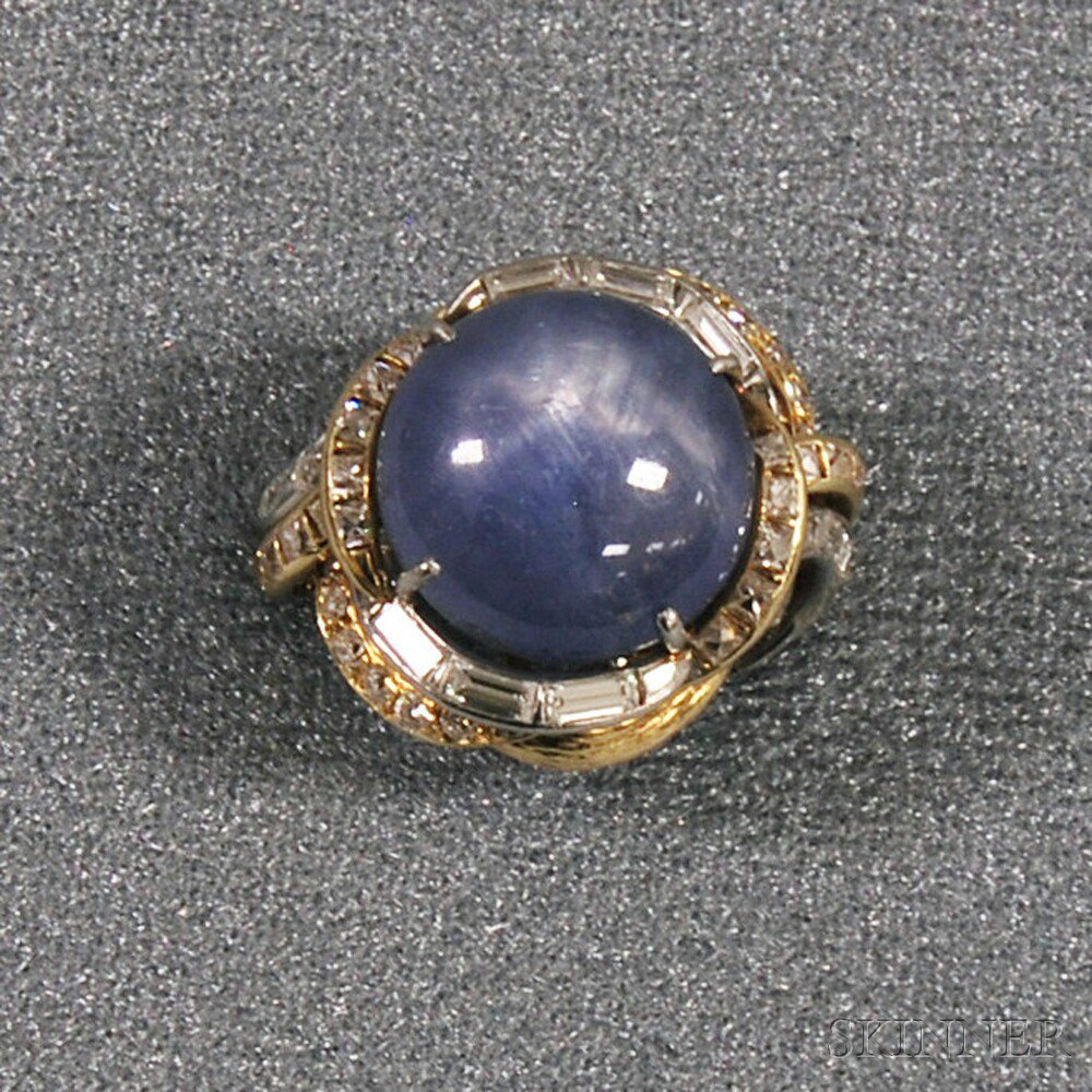 Appraisal: Bicolor kt Gold Star Sapphire and Diamond Cocktail Ring the