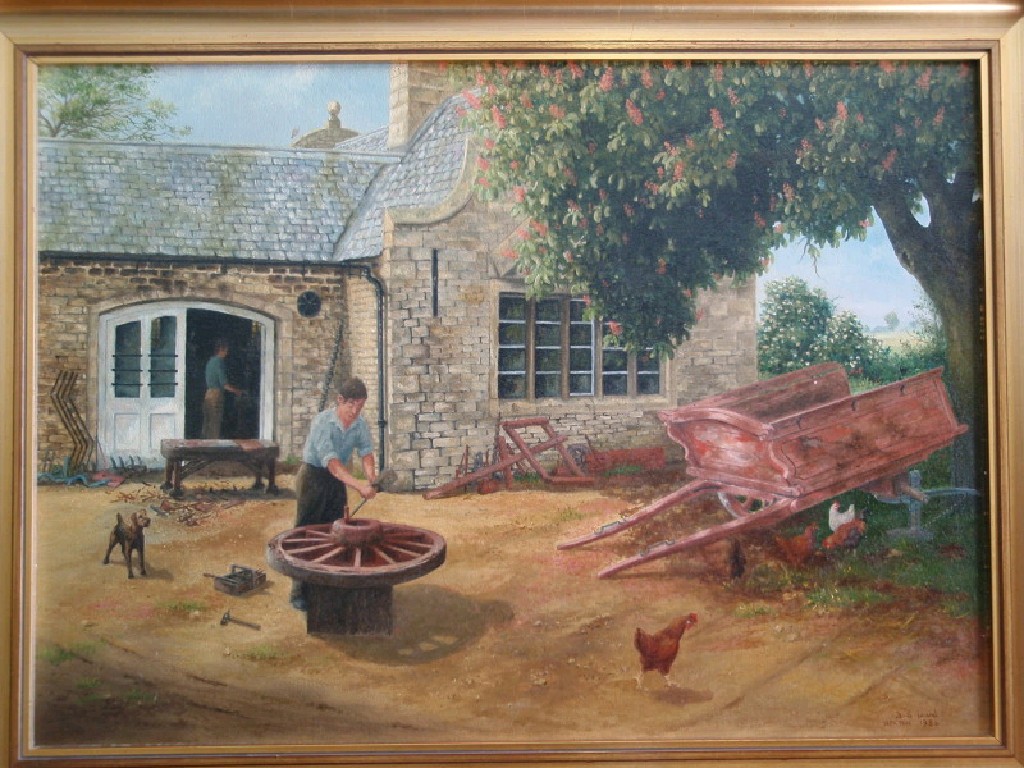 Appraisal: B G Ward Belton Forge oil on panel signed and