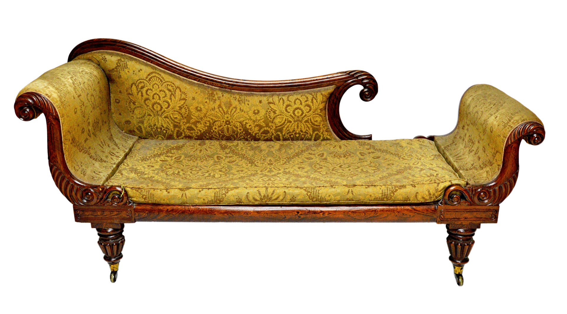 Appraisal: A William IV faux rosewood chaise longue with carved double