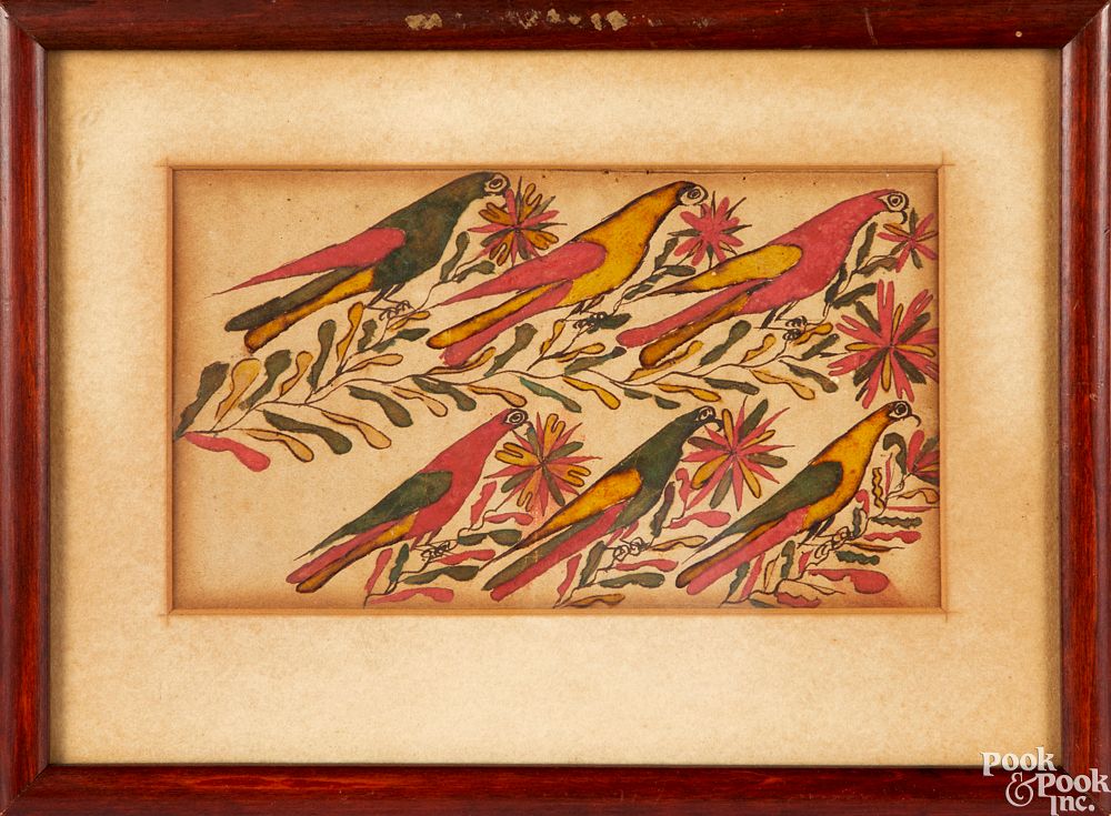 Appraisal: Pennsylvania watercolor fraktur reward of merit Southeastern Pennsylvania watercolor fraktur