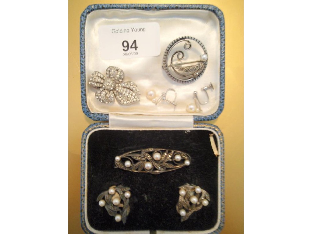 Appraisal: A small selection of marcasite set jewellery and a pair