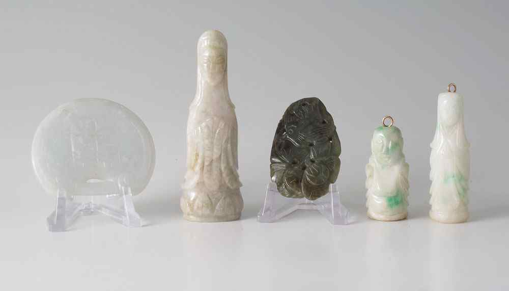 Appraisal: PIECE JADEITE JADE To include Quan Yin '' Two plaques