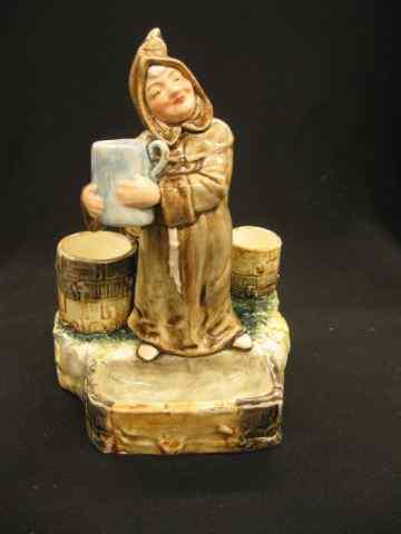 Appraisal: Majolica Pottery Figural Smoking Companion monk with stein has place