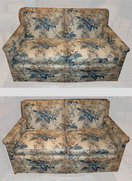 Appraisal: Pair of Blue and White Floral Decorated Cotton Estimate nbsp