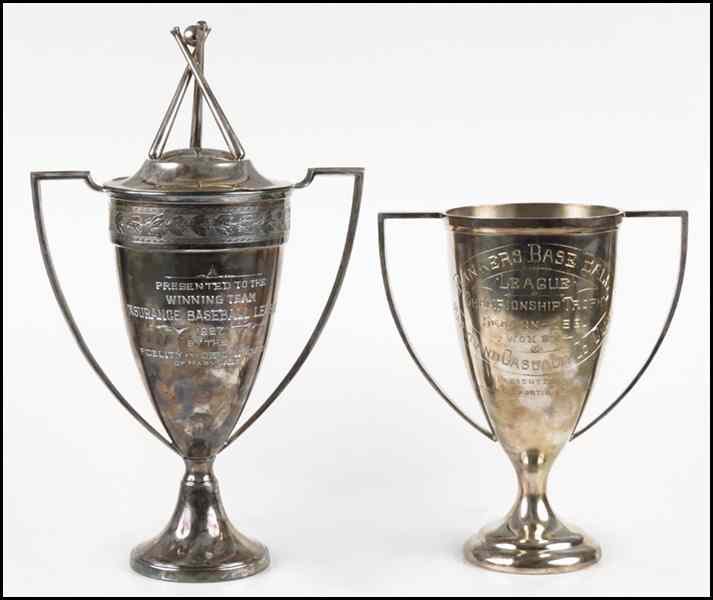 Appraisal: TWO SILVERPLATE BASEBALL TROPHIES Dated and Taller '' Condition No