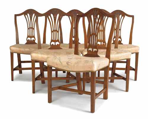 Appraisal: Set of eight Federal mahogany dining chairs th c including