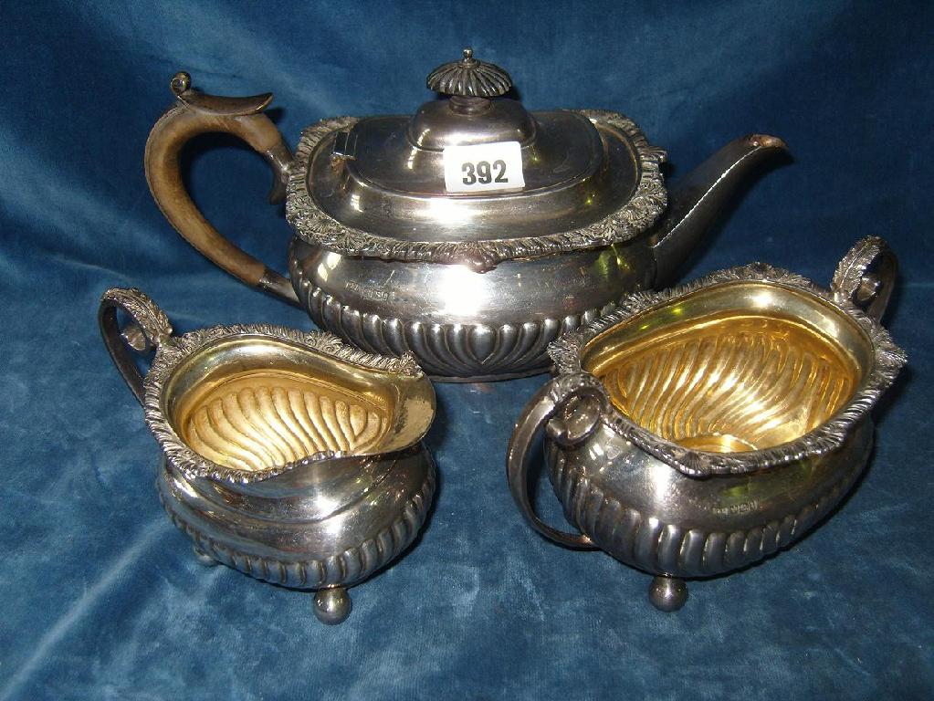 Appraisal: A -piece Victorian silver tea set of baluster form with