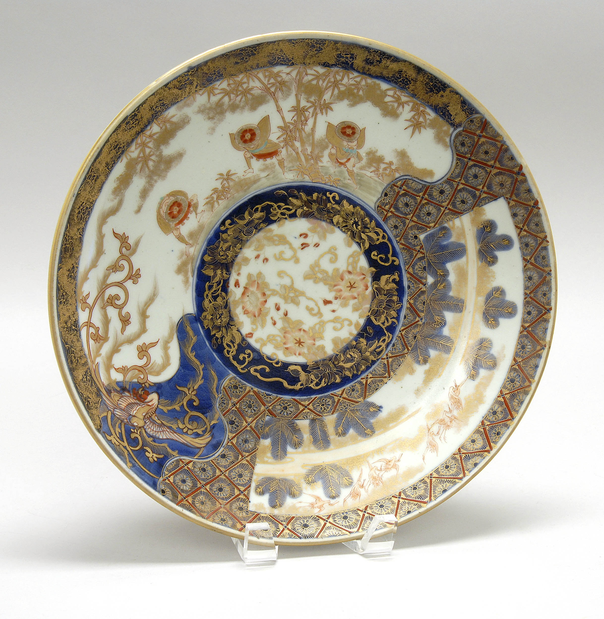 Appraisal: IMARI PORCELAIN CHARGER th CenturyIn crane and Butterfly Dancer design