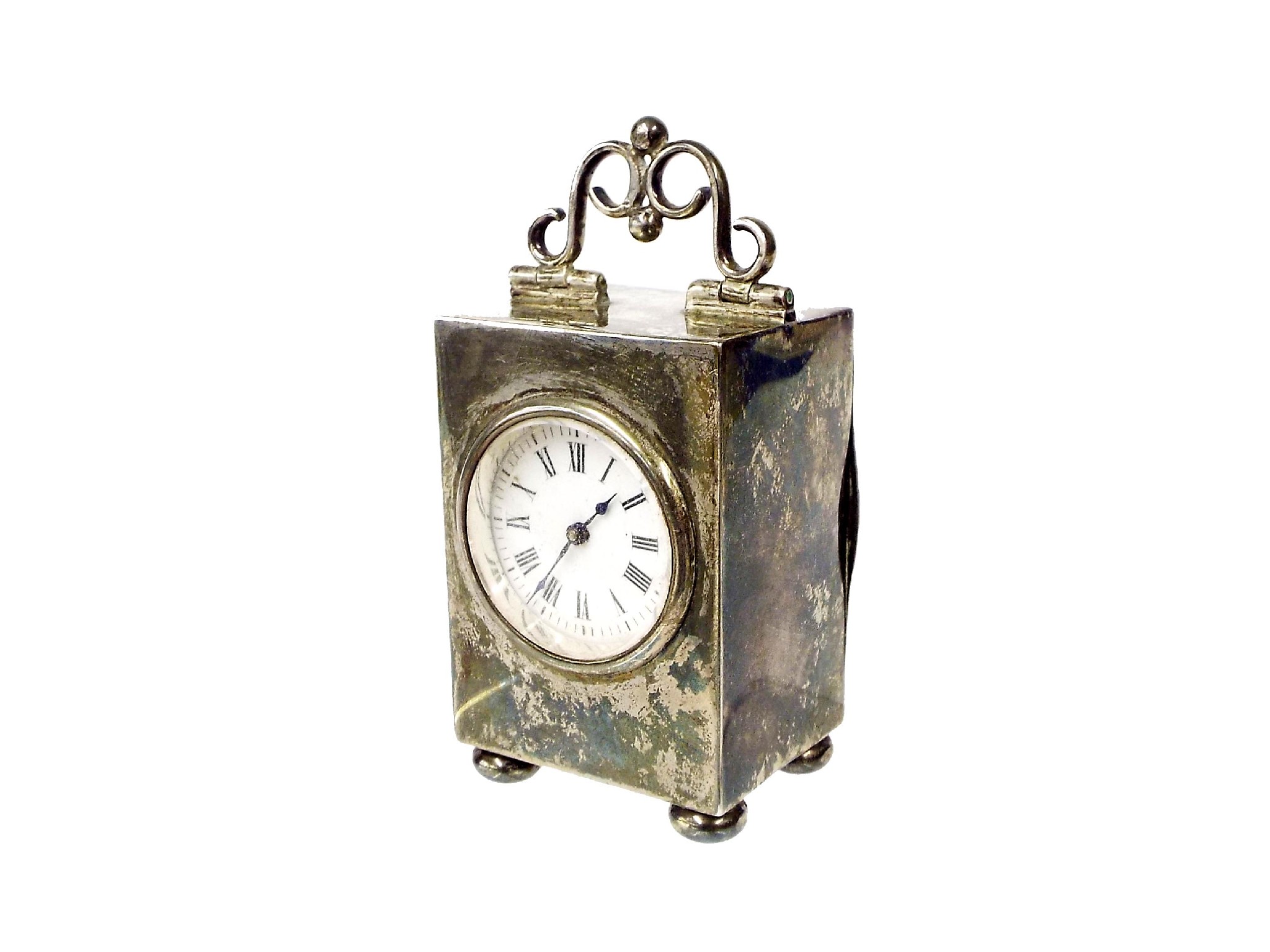 Appraisal: Miniature silver carriage timepiece fitted with a French movement and