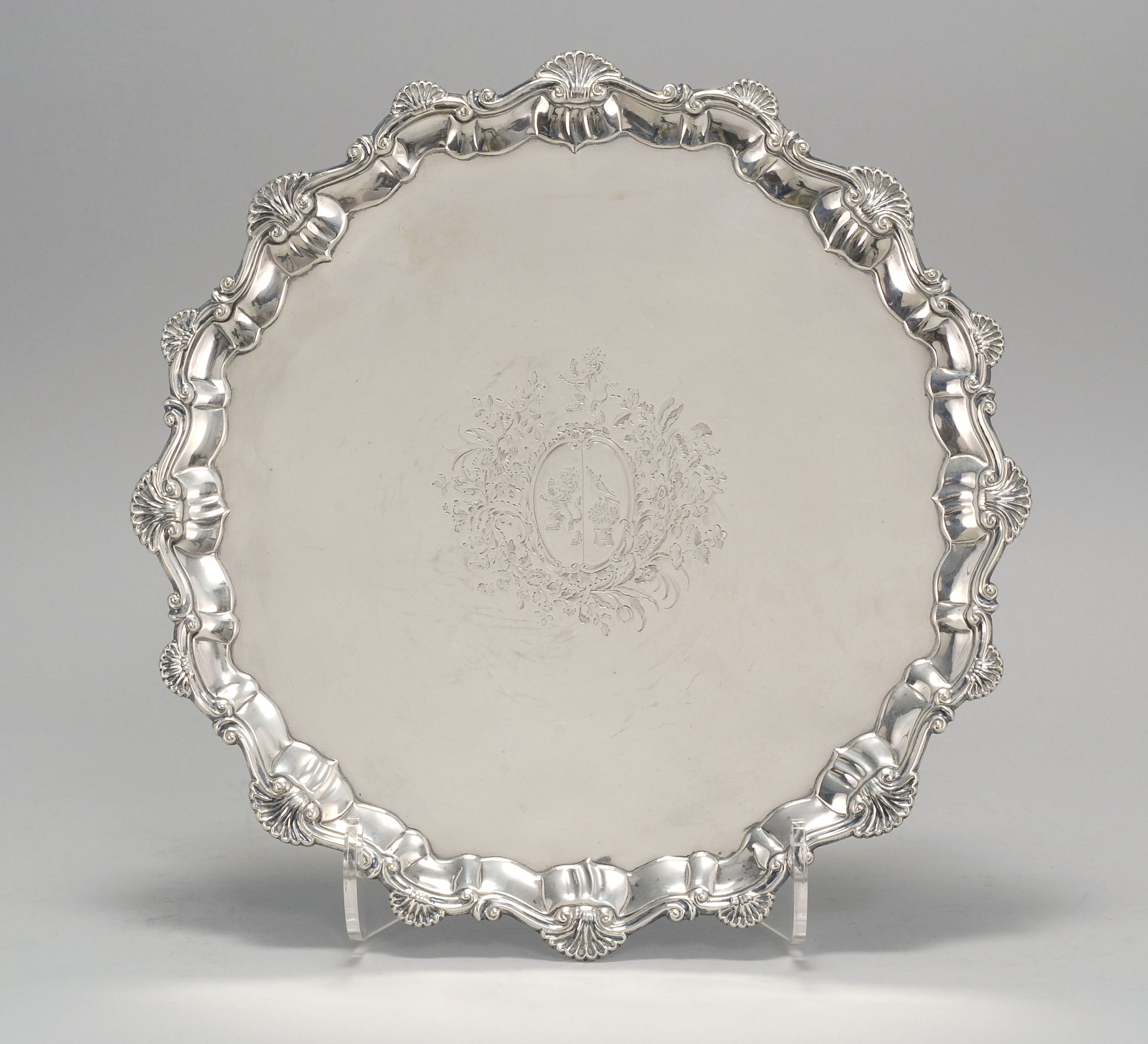 Appraisal: GEORGE III SILVER SALVER BY EBENEZER COKER London In circular