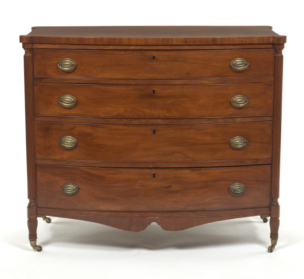 Appraisal: FEDERAL STYLE BOW FRONT CHEST OF DRAWERS x x Four