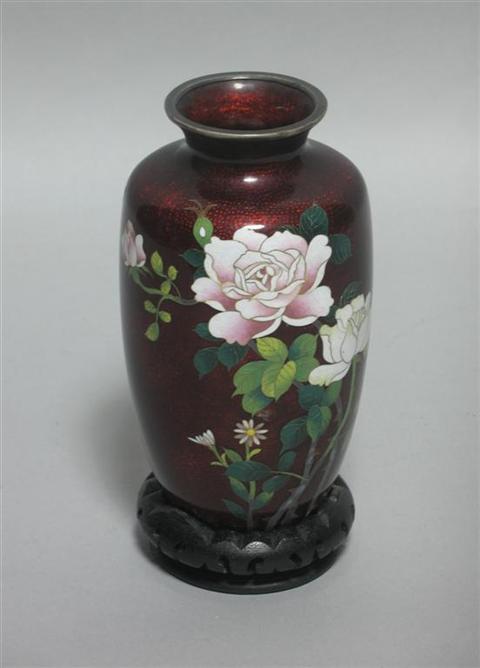 Appraisal: JAPANESE GINBARI CLOISONNE ENAMEL VASE th century of baluster form