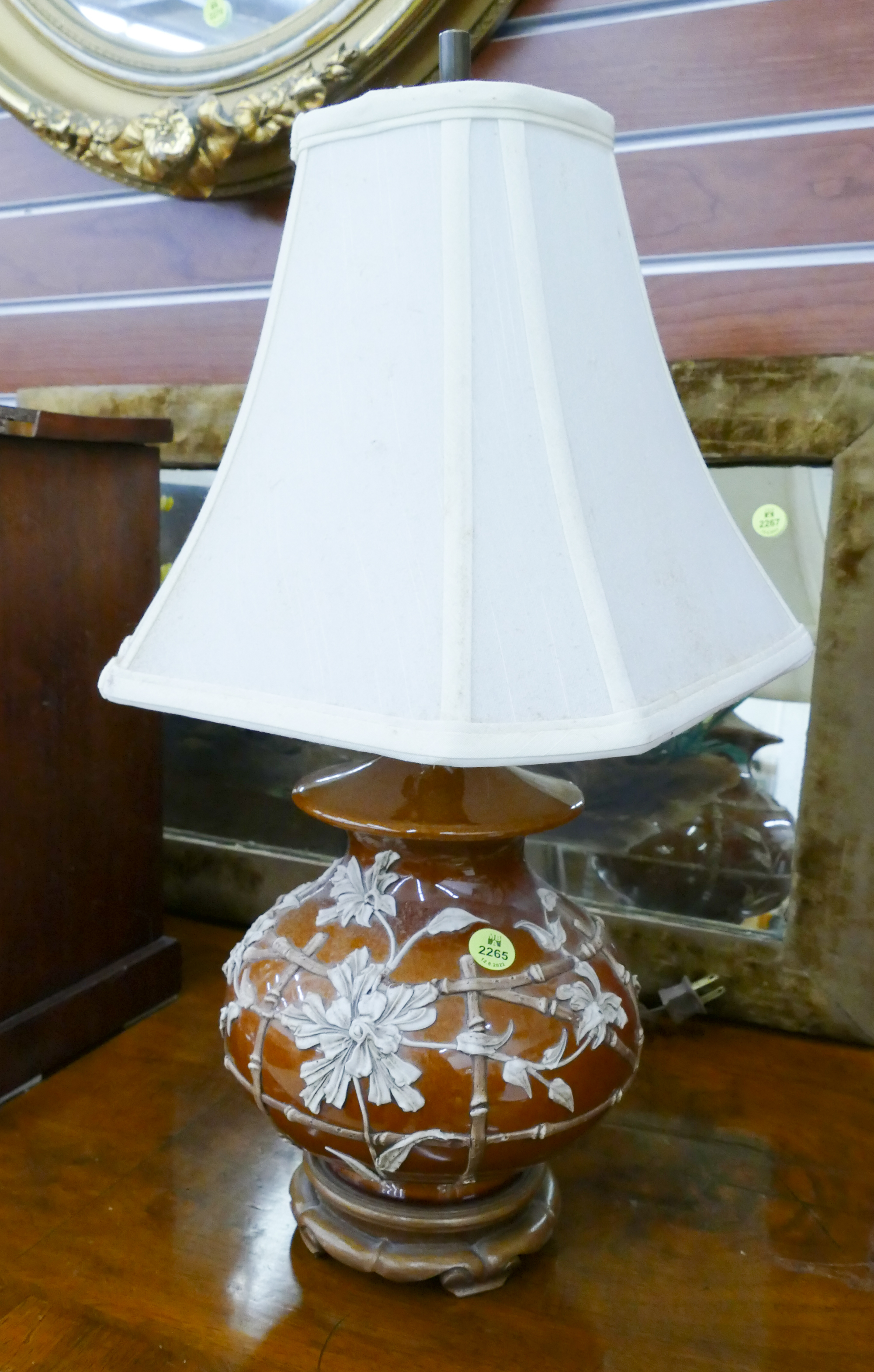 Appraisal: Antique Asian Style Applied Porcelain Table Lamp- ''