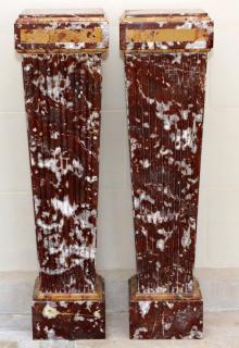 Appraisal: MODERN ROUGE MARBLE COLUMNS PAIR MODERN ROUGE MARBLE COLUMNS PAIR