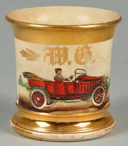 Appraisal: Convertible Touring Car with Driver Shaving Mug Description Gilt name