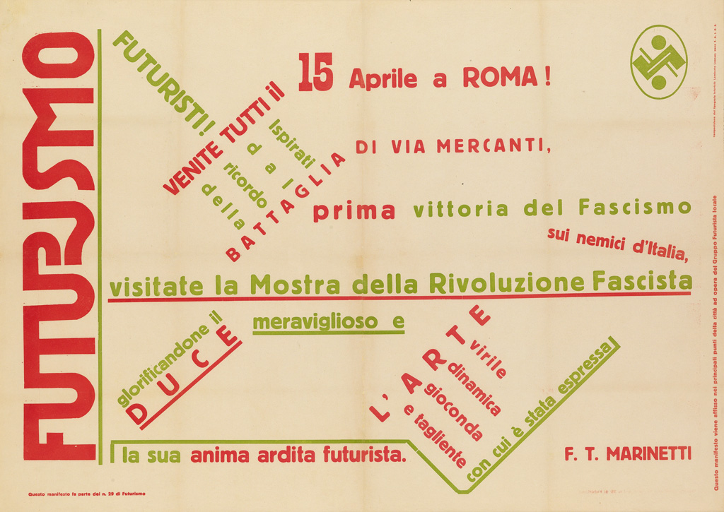 Appraisal: FILIPPO TOMMASO MARINETTI - FUTURISMO x inches x cm Lamberto