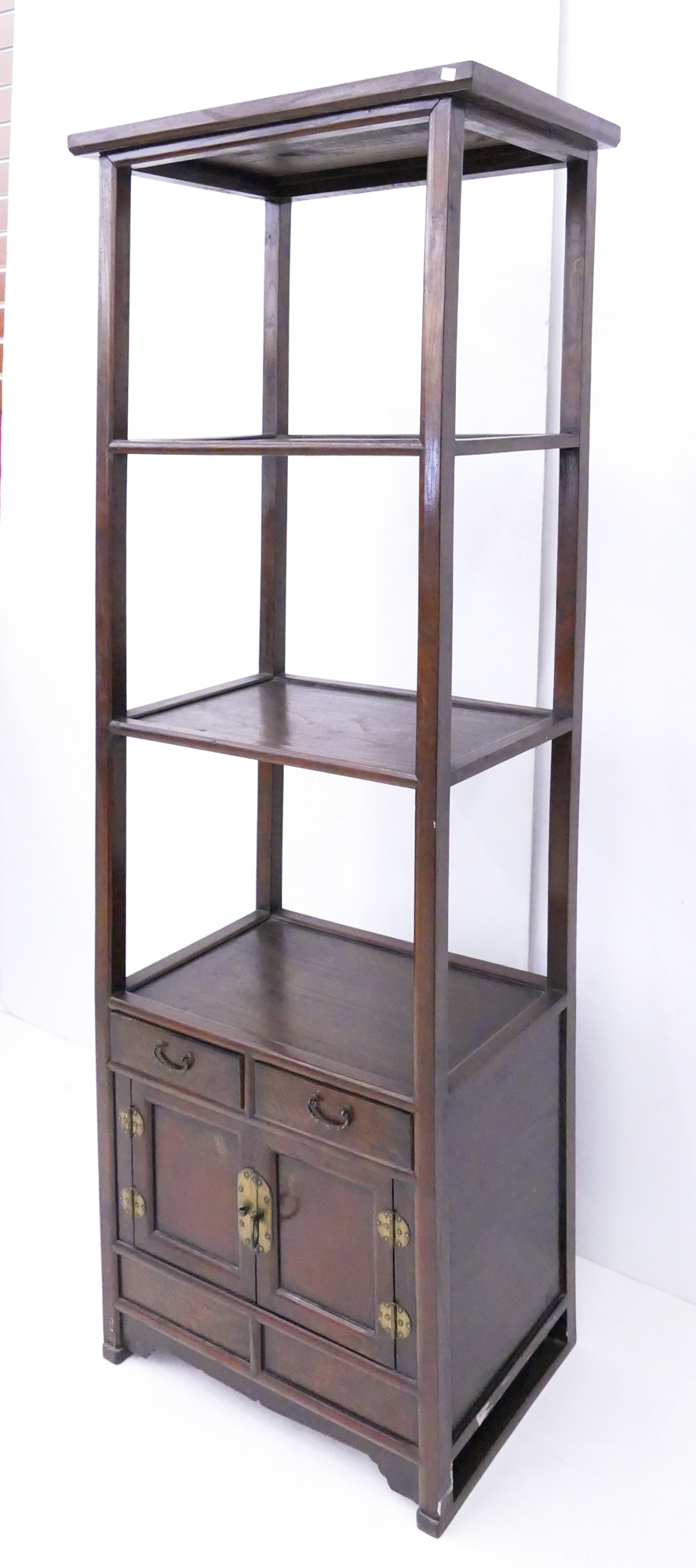 Appraisal: Korean Display Shelf with drawers at Base- x x ''