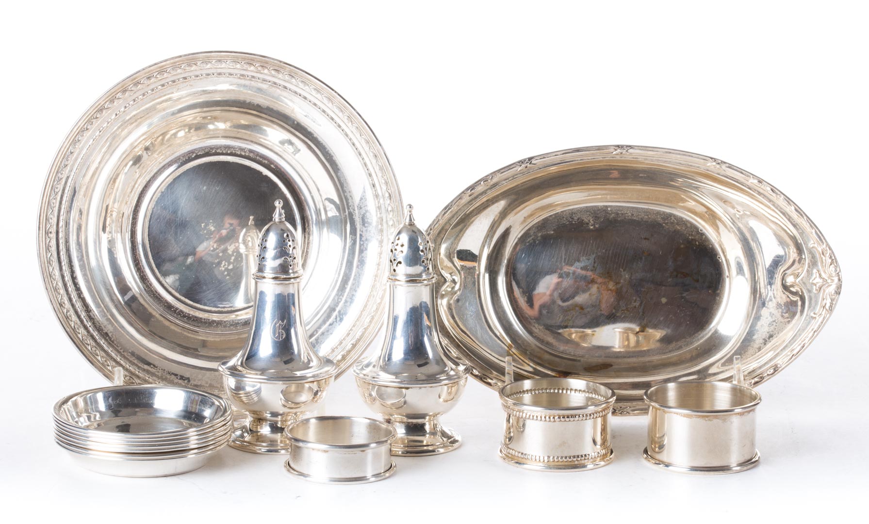 Appraisal: Assorted American sterling small table articles comprising seven nut dishes