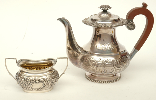 Appraisal: A STERLING SILVER TWO HANDLED SUGAR VESSEL AND A SILVER