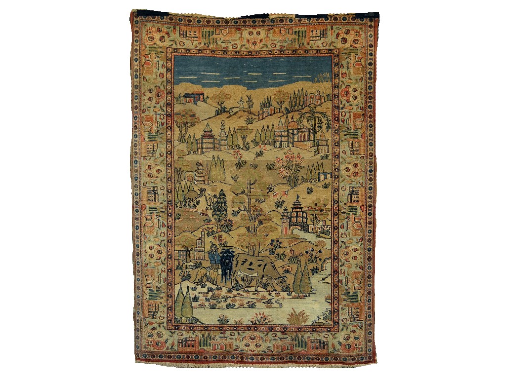 Appraisal: Pair of Persian Kashan pictorial rugs circa s