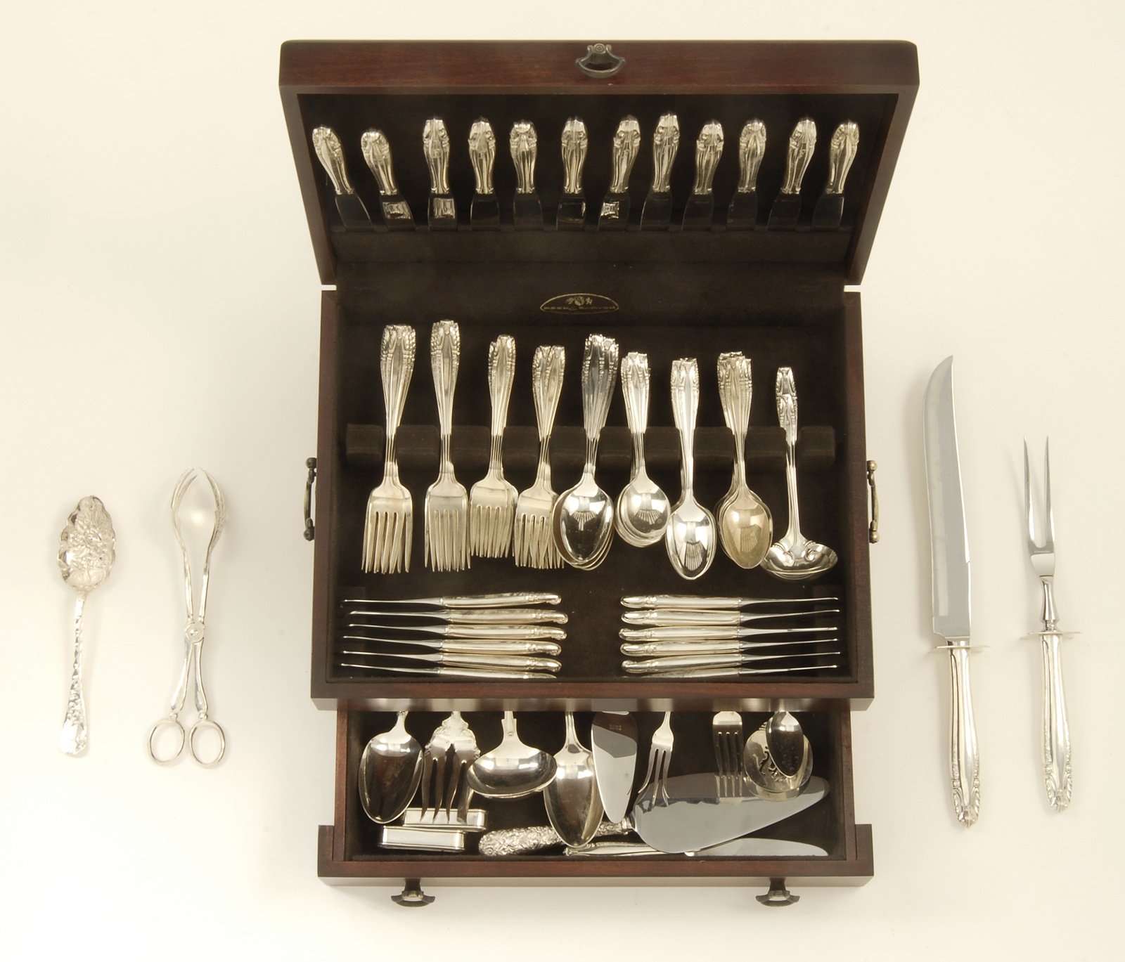 Appraisal: CASED WALLACE STERLING SILVER FLATWARE SET In the Stradivari pattern