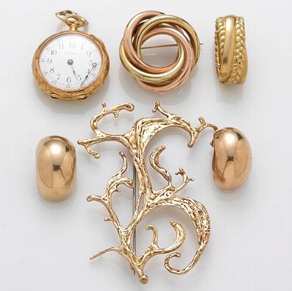 Appraisal: A collection of k and k bicolor gold jewelry including