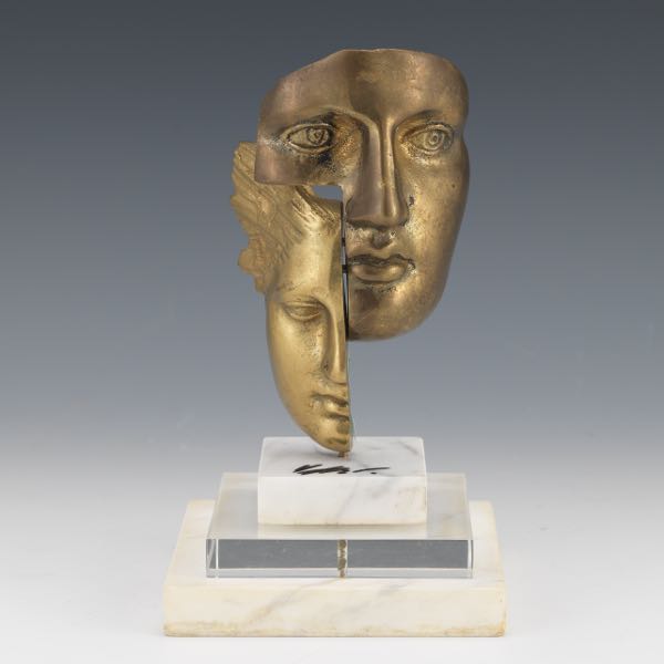 Appraisal: CONTEMPORARY CLASSICAL FACES BRONZE BRASS SIGNED SCULPTURE AFTER ANTIQUITY x