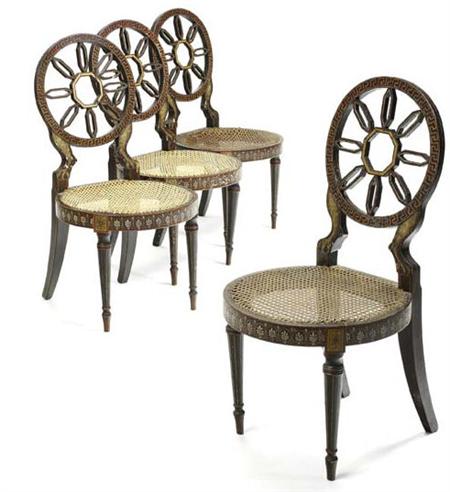 Appraisal: A set of four George III painted side chairs circa