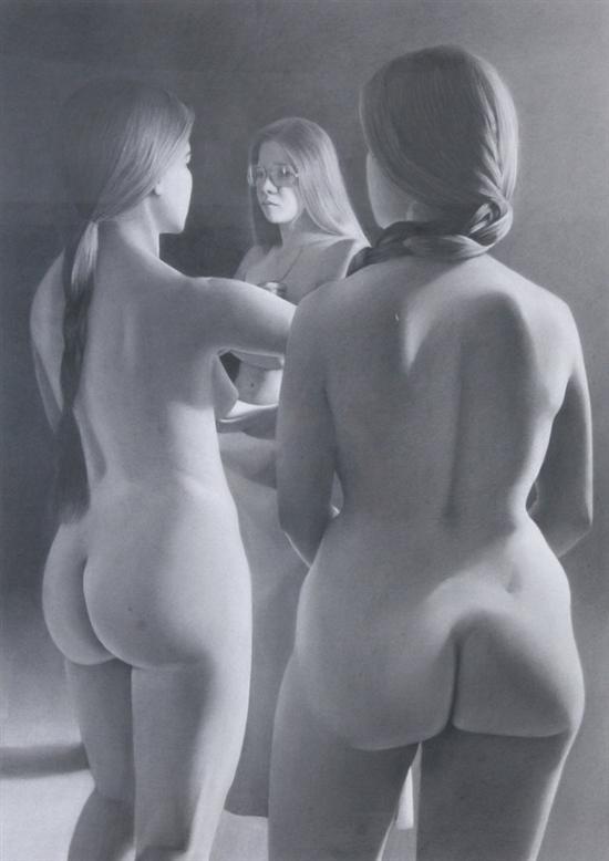 Appraisal: JAMES ADKINS American b STANDING FIGURES III charcoal on paper