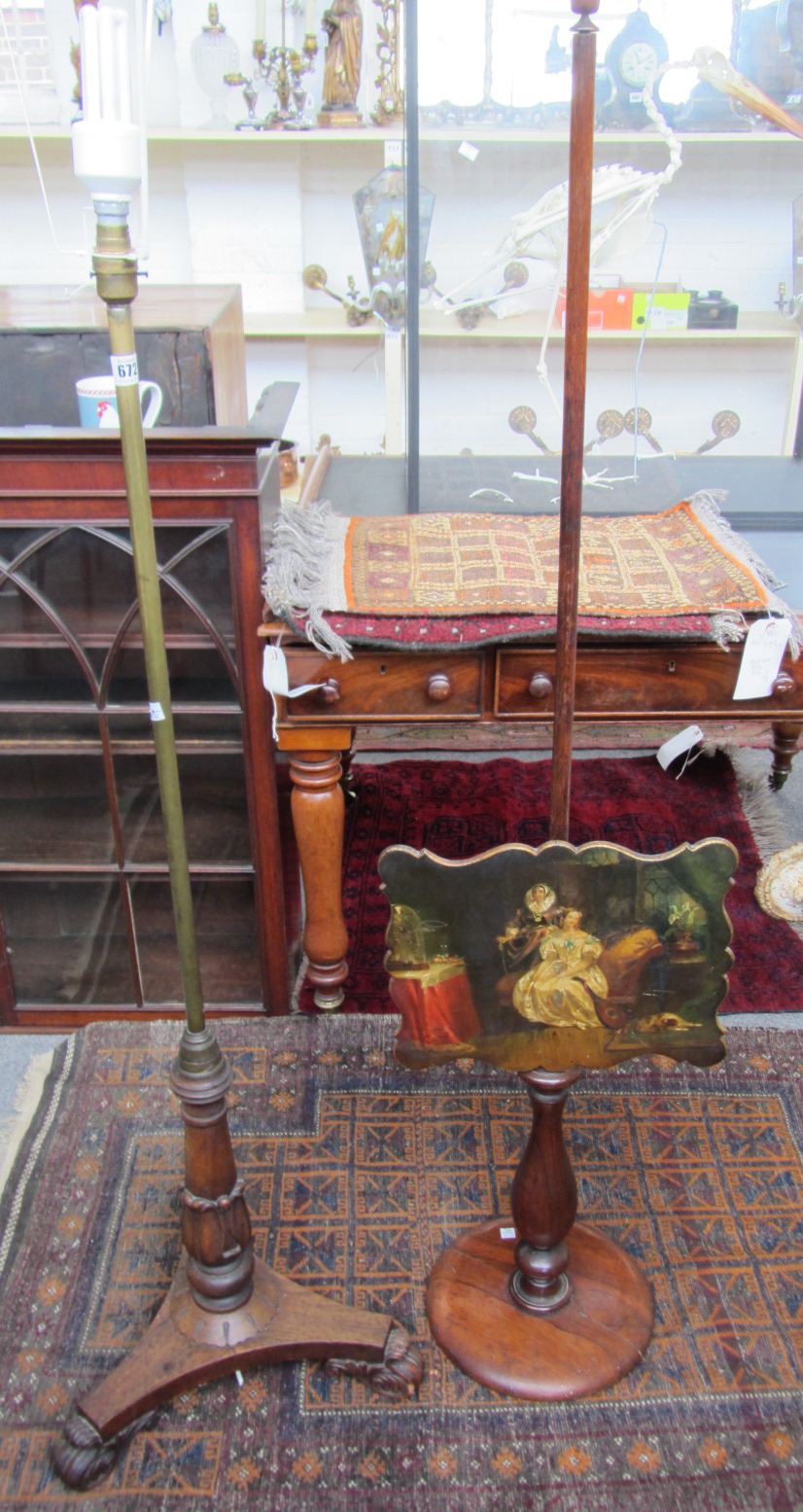 Appraisal: A Regency rosewood polescreen converted to a standard lamp together