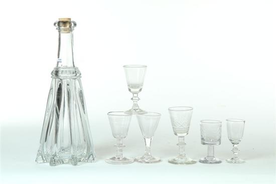 Appraisal: BOTTLE AND SIX CORDIALS American or English th century clear