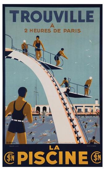 Appraisal: MOLUSSON A TROUVILLE LA PISCINE lithograph in colors c condition