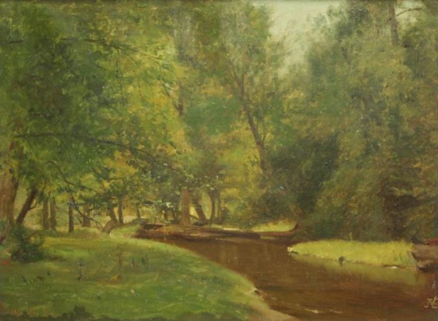 Appraisal: MCENTEE Jervis Oil on Canvas Forest Stream Monogrammed lower right