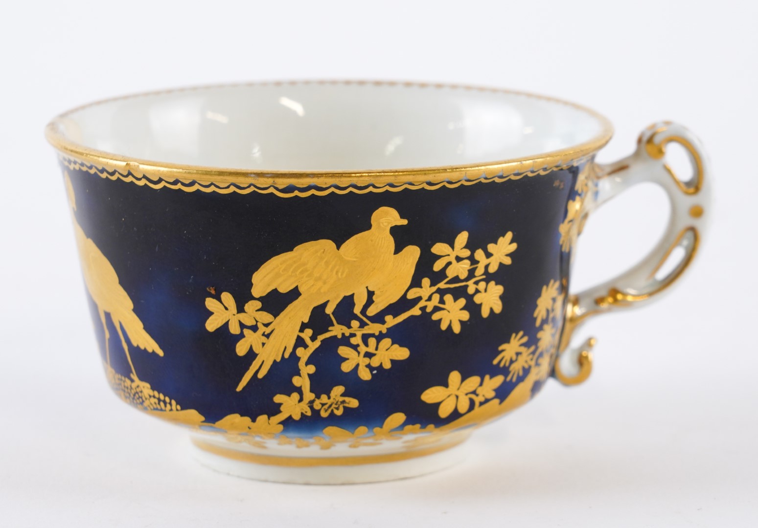 Appraisal: A CHELSEA MAZARINE-BLUE GROUND CUP Circa Gilt and tooled with