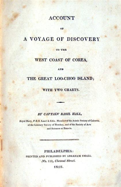 Appraisal: vol Hall Basil Account of A Voyage of Discovery to