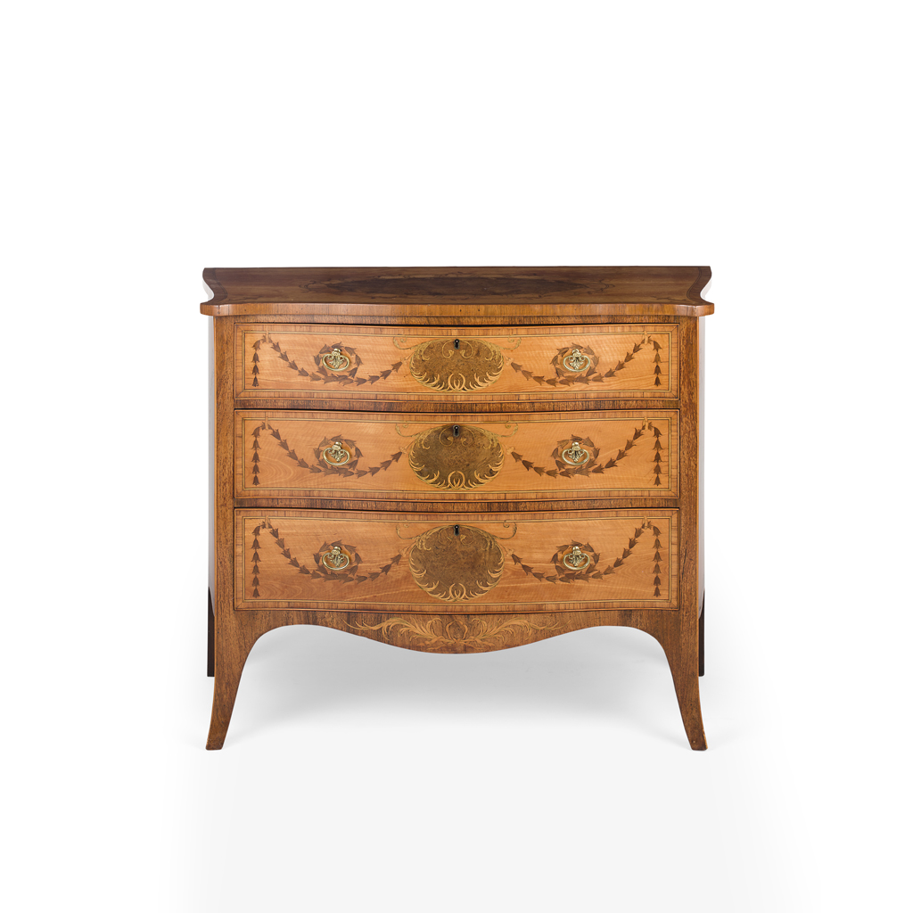 Appraisal: FINE GEORGE III SATINWOOD HAREWOOD TULIPWOOD SYCAMORE AND KINGWOOD MARQUETRY