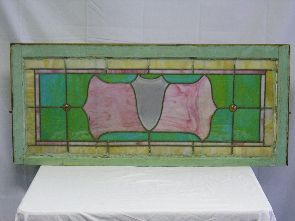 Appraisal: VINTAGE AMERICAN STAINED GLASS WINDOW Size by Condition Some age