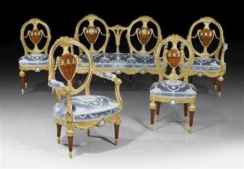 Appraisal: SUITE OF CHAIRS A L'ANTIQUE late Louis XVI probably Russia