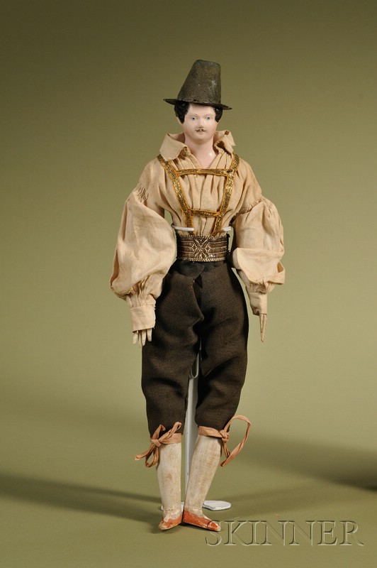 Appraisal: Papier-mache Gentleman with Molded Hat Germany c molded papier-mache shoulder