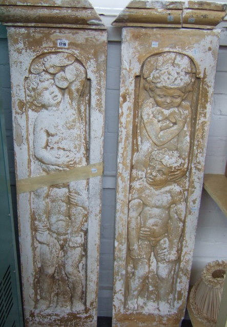 Appraisal: A pair of plaster relief panels or jambs late th