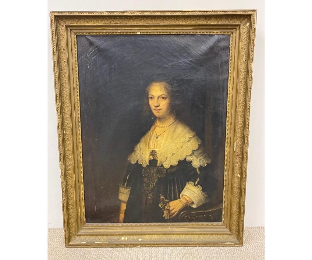 Appraisal: Large oil on canvs portrait of Maria Trip th c