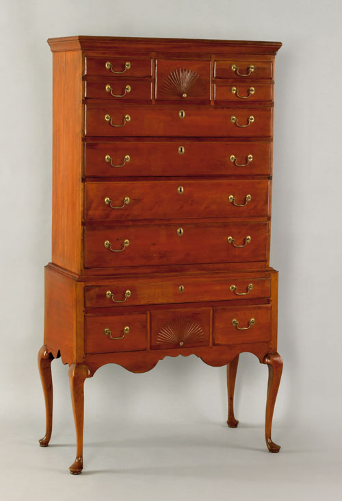 Appraisal: Massachusetts or Connecticut Queen Anne cherry high chest ca the