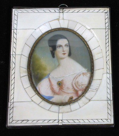 Appraisal: ADELAIDE VICTORINE HALL American - Miniature oval oil painting of