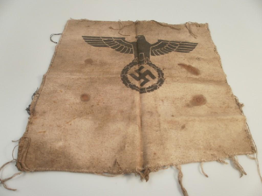 Appraisal: A WWII Third Reich Nazi Eagle Insignia on hessian sacking