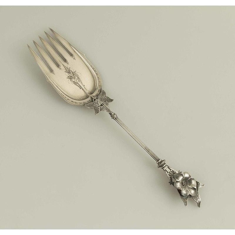 Appraisal: George Sharp - Silver Serving Fork Silver five tine flat