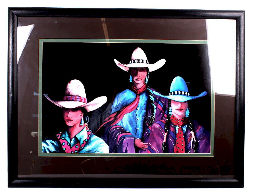 Appraisal: Doreman Burns Cowgirl Framed Print For your bidding pleasure is