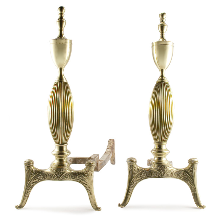 Appraisal: Pair of Georgian Style Brass Andirons Height inches