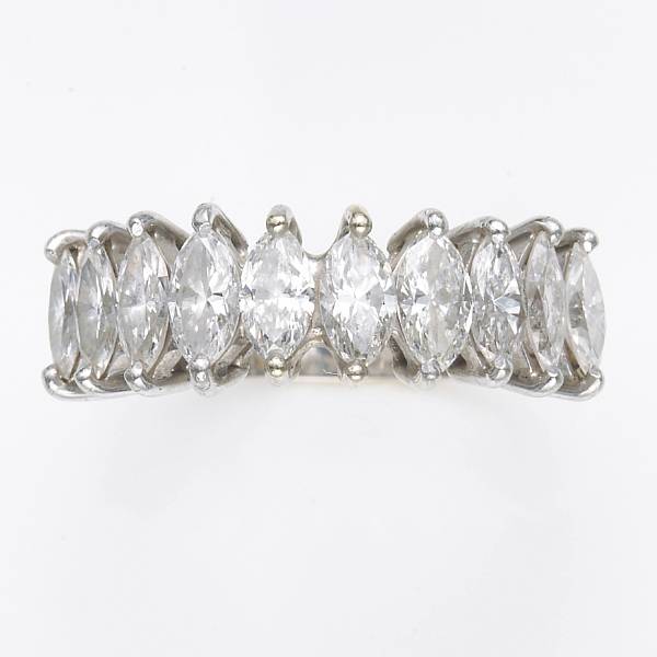 Appraisal: A marquise-cut diamond platinum and eighteen karat white gold ring