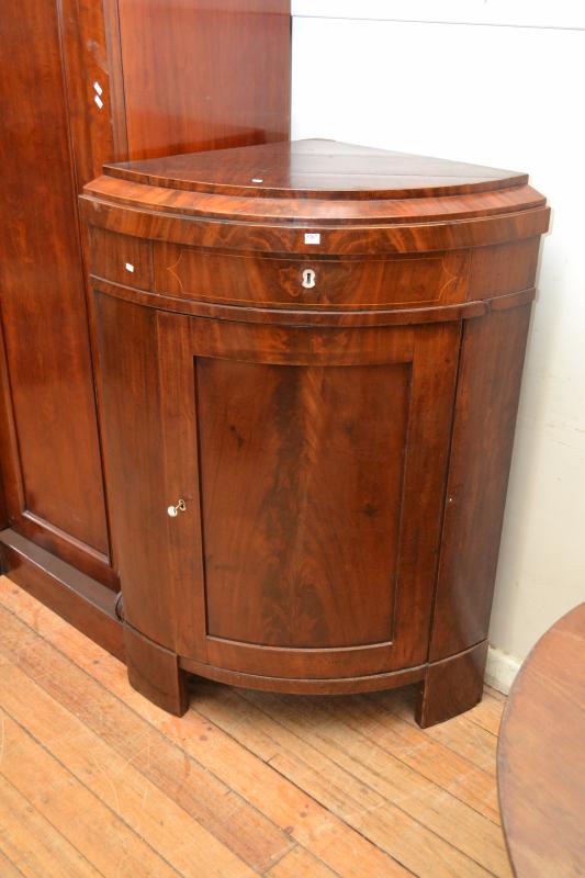 Appraisal: A BIEDERMEIER STYLE CORNER CABINET WITH MARQUETRY INLAY